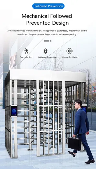 Tornello girevole in acciaio a tutta altezza con controllo RFID per la gestione degli accessi allo stadio