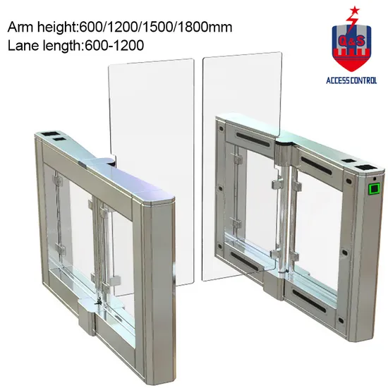 Tornello di controllo accessi con tornello ottico in vetro oscillante all'altezza della vita